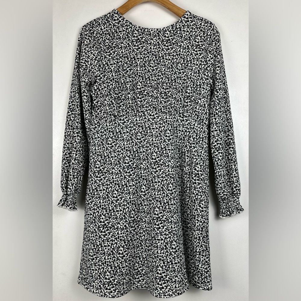 Art Class Girls XL 14 Black White Floral Print A-Line Long Sleeve Dress Casual